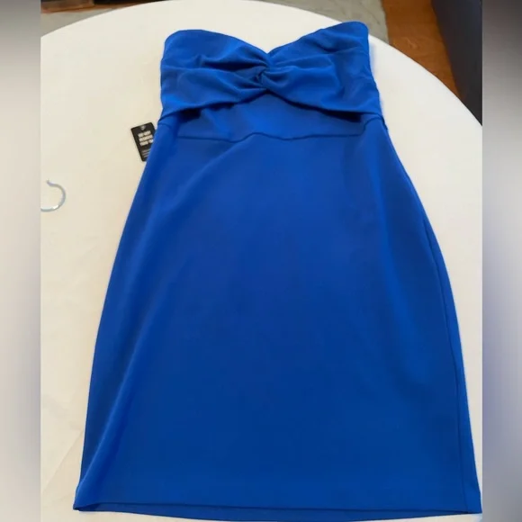 Robe Sans Bretelles (strapless) Express - Taille 6 (US) - Bleu Royal - Occasion Très Bon état